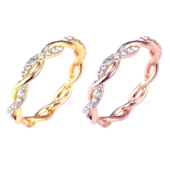 *NEW 14k Gold Plated Sterling Simulated Diamond Eternity Band Ring, Size 7.5 - Picture 9 of 13
